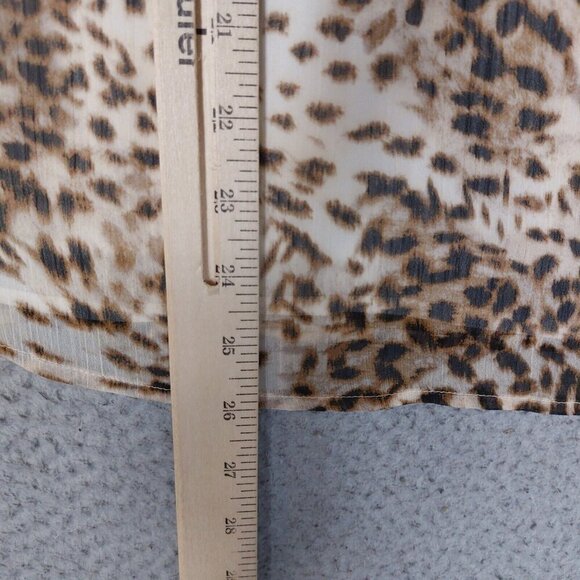 Loft Blouse Womens Large Animal Print Chiffon Short Sleeve Popover Ruffle NWT - Picture 4 of 15